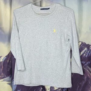 Ralph Lauren Sport 3/4 Sleeve Grey Shirt Size Large EUC